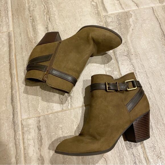Express Brown Ankle Boots with Buckle Detail 9 - Picture 1 of 5